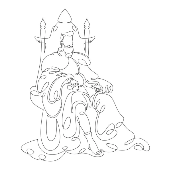 Monarca rey en una corona se sienta en un trono — Vector de stock