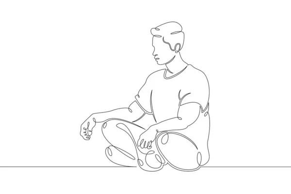 Junger Mann meditiert entspannt in Lotusposition — Stockvektor