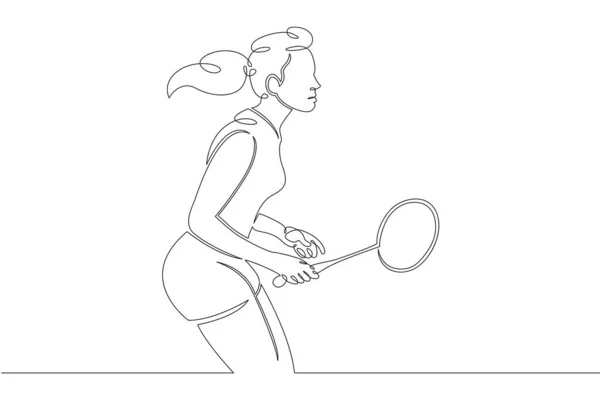 Chica mujer atleta jugando bádminton — Archivo Imágenes Vectoriales