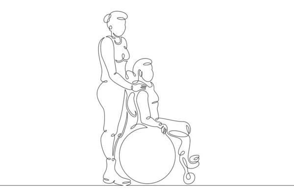 Eine Frau im Rollstuhl mit einem behinderten Mädchen — Stockvektor
