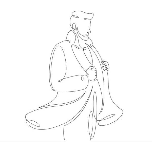 코트를 입은 잘생긴 수염 남자의 초상화 — 스톡 사진