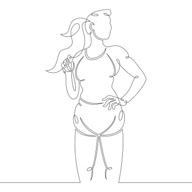 Şık saçlı, spor üniformalı genç bir kadın.