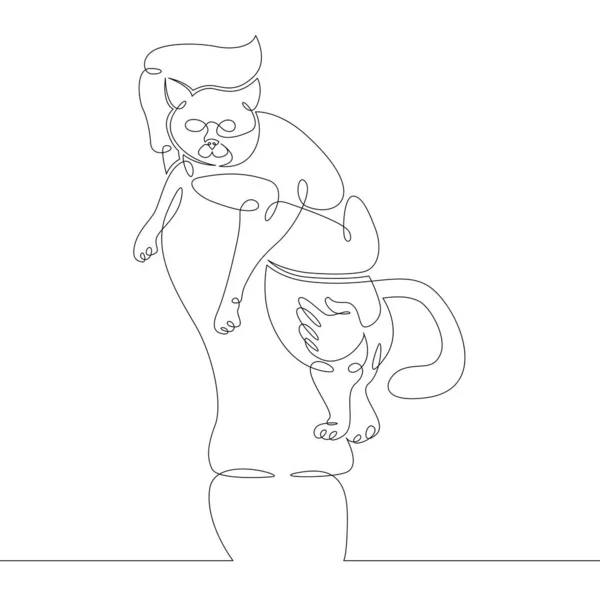 Majitel s kočkou v náručí — Stockový vektor