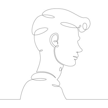 Genç adam portresi profili kafa üstü yan görünüm