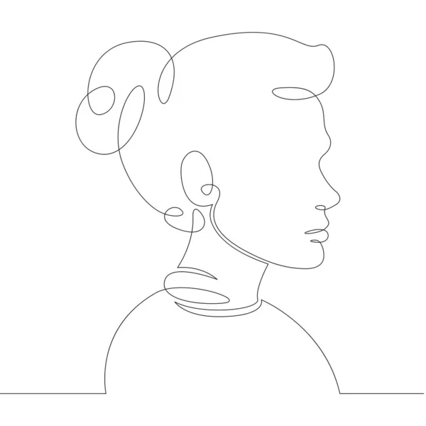 Jovem mulher menina retrato perfil cabeça busto —  Vetores de Stock