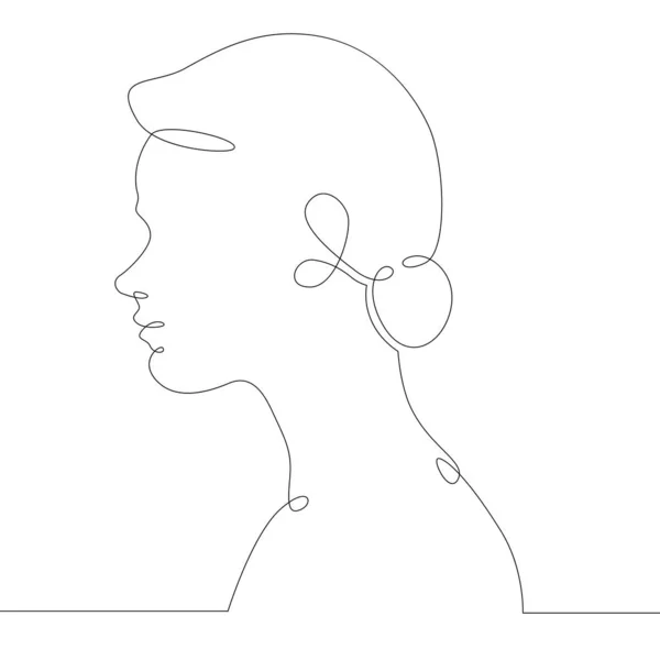 Jovem mulher menina retrato perfil cabeça busto — Vetor de Stock