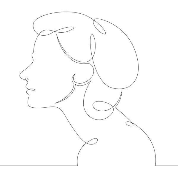Jovem mulher menina retrato perfil cabeça bustsketch vista lateral — Fotografia de Stock