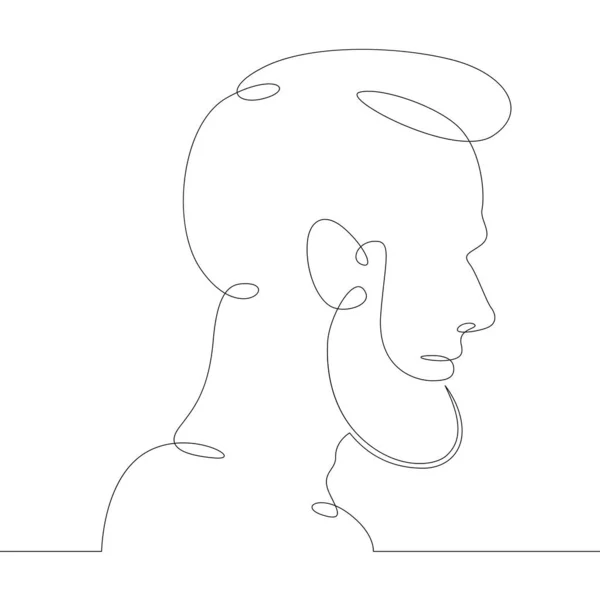 Linha logotipo jovem retrato perfil cabeça busto lado vista — Fotografia de Stock