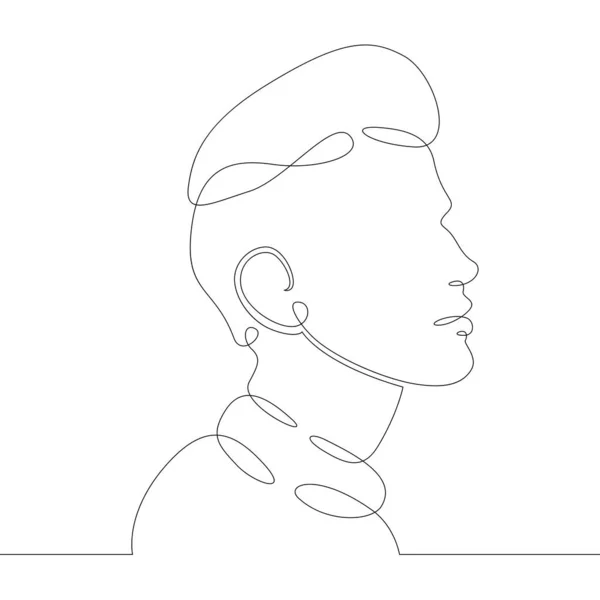 Línea logo hombre joven retrato perfil cabeza busto vista lateral —  Fotos de Stock