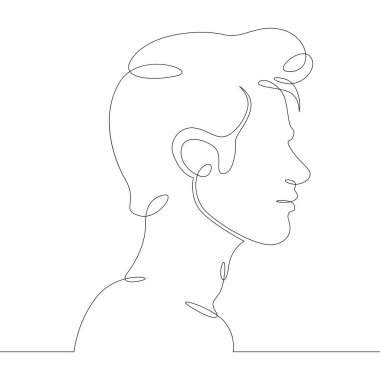  çizgi logosu genç adam portresi profili kafa bükme yan görünümü