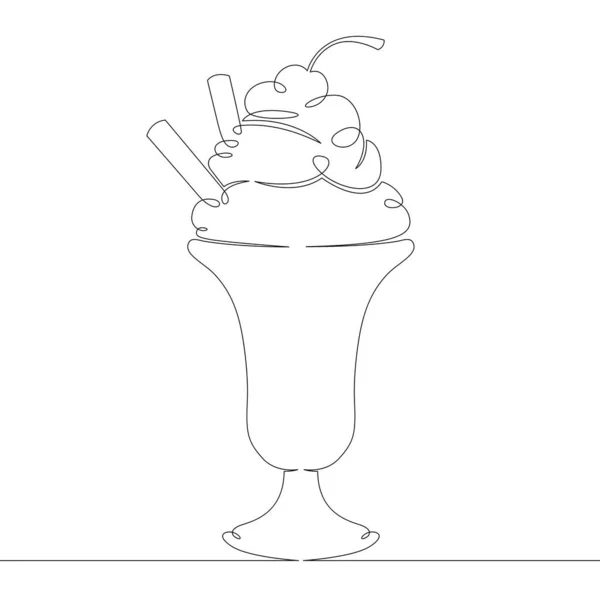 Helado con fruta y galletas llenando un vaso de vidrio — Vector de stock