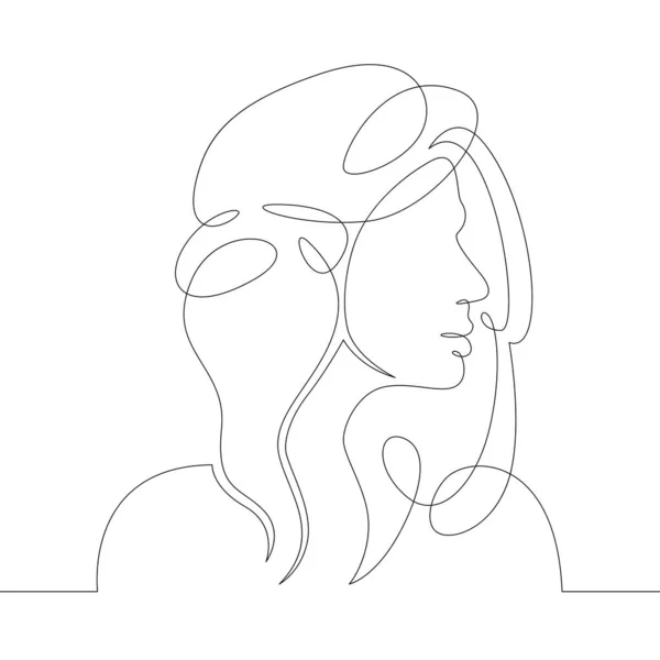 Joven mujer chica retrato perfil cabeza bustsketch vista lateral — Vector de stock