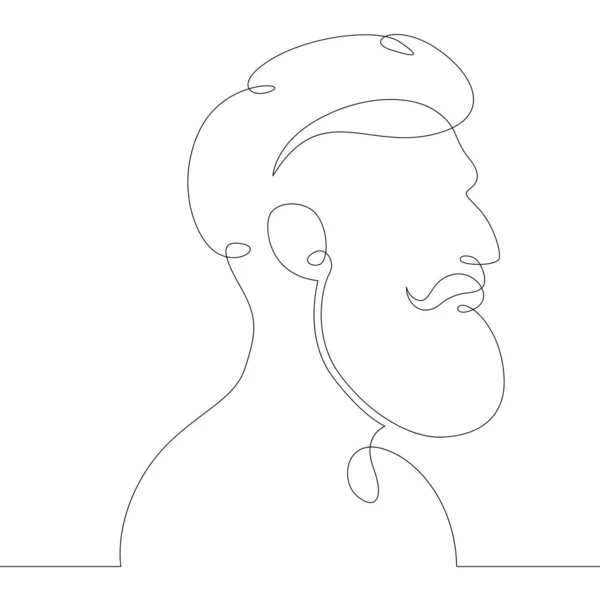 Línea logo hombre joven retrato perfil cabeza busto vista lateral — Vector de stock