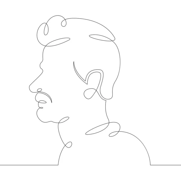 Línea logo hombre joven retrato perfil cabeza busto vista lateral — Foto de Stock