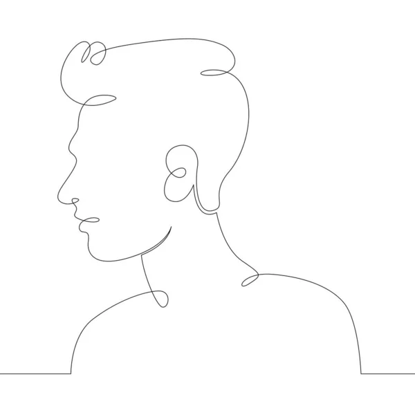 Linia logo młody człowiek portret profil głowa popiersie widok z boku — Wektor stockowy