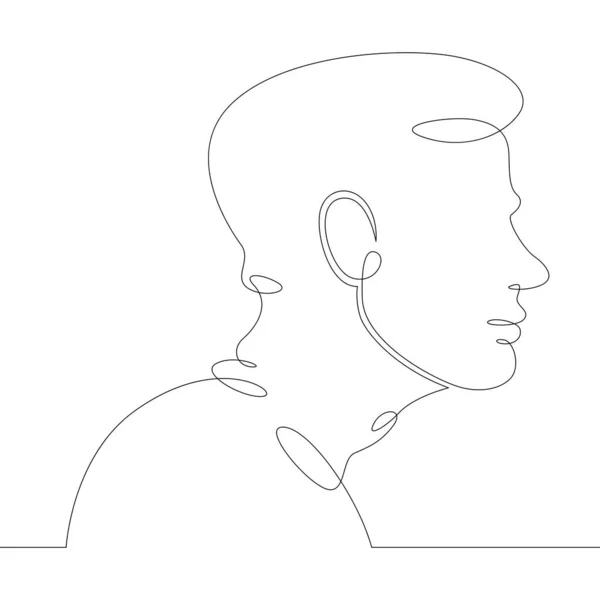 Línea logo hombre joven retrato perfil cabeza busto vista lateral — Archivo Imágenes Vectoriales