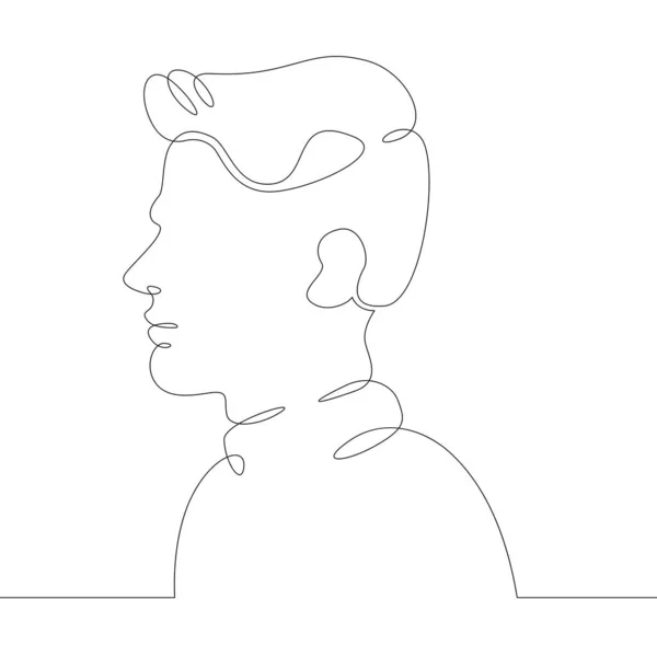 Linha logotipo jovem retrato perfil cabeça busto lado vista — Vetor de Stock