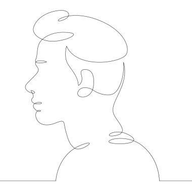  çizgi logosu genç adam portresi profili kafa bükme yan görünümü