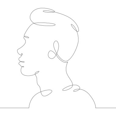  çizgi logosu genç adam portresi profili kafa bükme yan görünümü