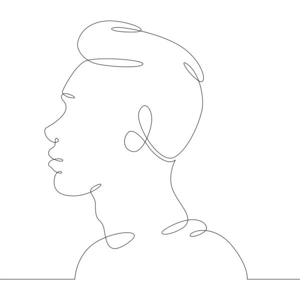 Ligne logo jeune homme portrait profil tête buste vue latérale — Photo