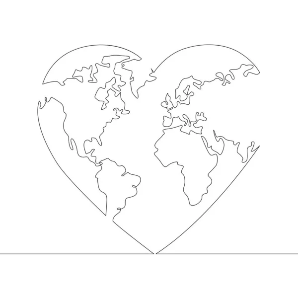 Mapa del globo terráqueo dentro del corazón humano — Vector de stock