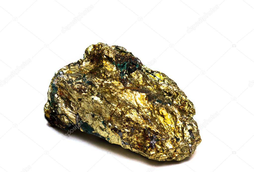 Chalcopyrite mineral isolated on white background