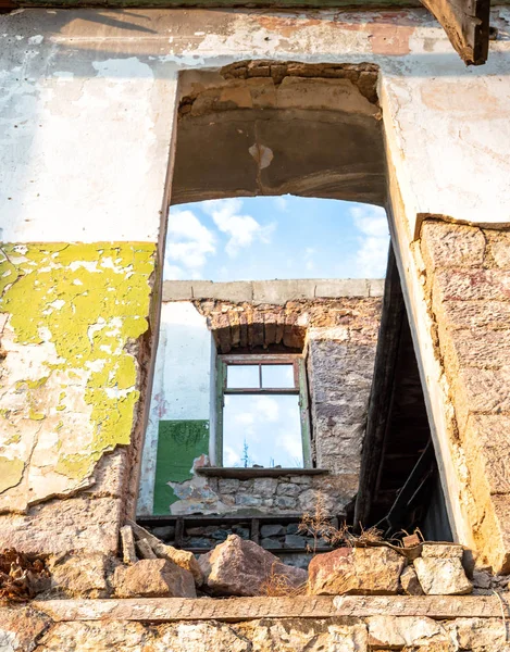 Paredes Fachada Antigo Edifício Abandonado Ruínas — Fotografia de Stock