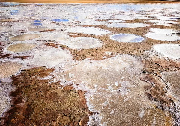 乾燥した塩の湖の遺跡 ストック画像