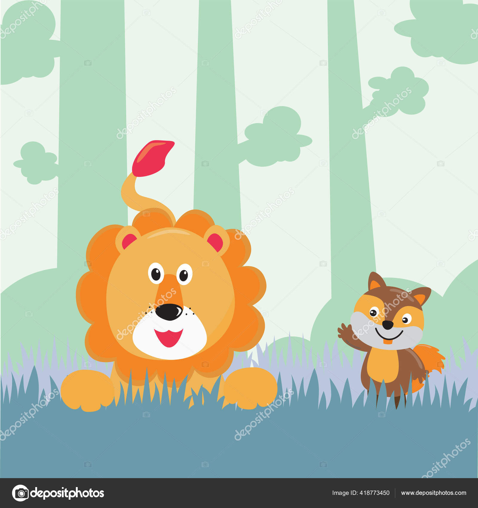 Lion Fazenda Natureza Fundo Composição Com Estilo Desenho Animado Vetor  Vetor de ©hijaznahwani 418773450, image size:1600x1700