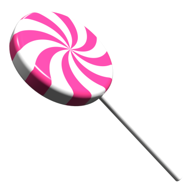 Spiral lolipop. Çubukta lolipop. Yuvarlak bir lolipopun 3 boyutlu çizimi. Çizgili şeker