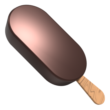 Çikolatalı dondurma. Dondurma çubuklu dondurma tatlısı. Çikolatalı dondurma. 3B görüntüleme