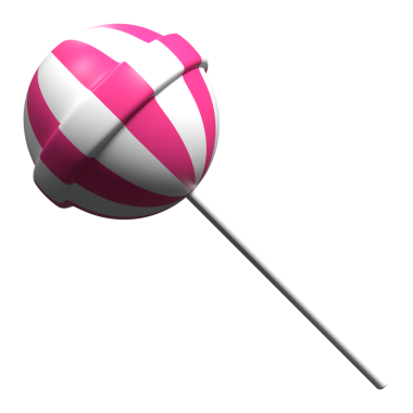 Tatlı lolipop. Çubukta lolipop. Yuvarlak bir lolipopun 3 boyutlu çizimi. Çizgili şeker