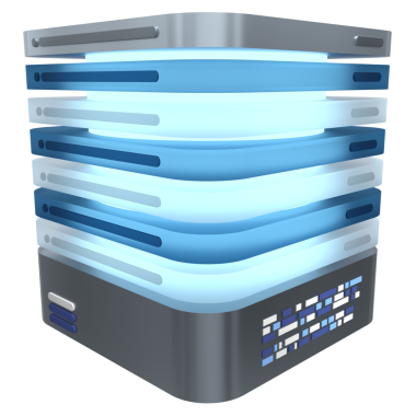 3 boyutlu sunucu simgesi. Parlak sunucu. Bilgisayar sunucusu 3d resim simgesi. Bulut hesaplama. 3d resimleme