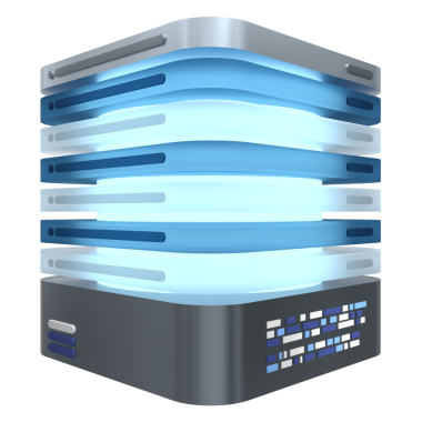 3 boyutlu sunucu simgesi. Parlak sunucu. Bilgisayar sunucusu 3d resim simgesi. Bulut hesaplama. 3d resimleme