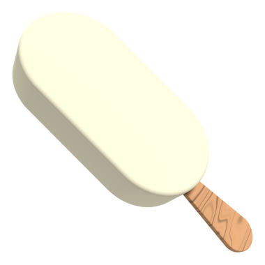 Vanilyalı dondurma. Dondurma çubuklu dondurma tatlısı. Vanilyalı dondurma. 3B görüntüleme