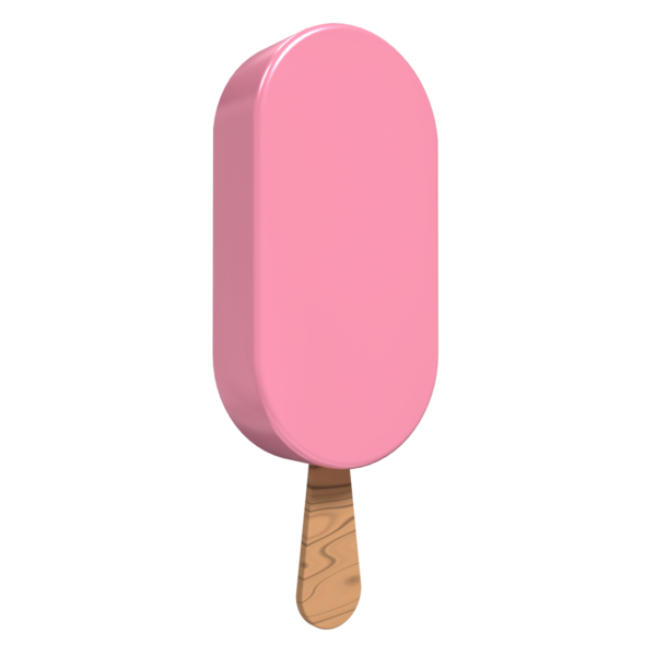 Çilekli dondurma. Dondurma çubuklu dondurma tatlısı. Çilekli dondurma. 3B görüntüleme