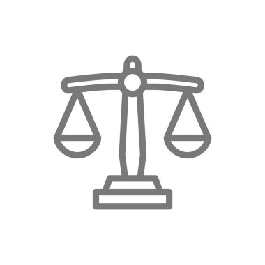 Basit terazi, ölçek, ağırlık satırı simgesi. Vektör çizim tasarım sembolü ve işareti. Beyaz arka plan üzerinde izole