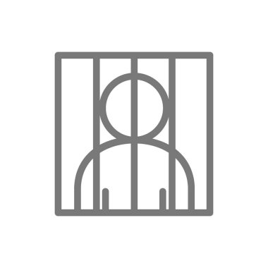 Basit mahkum arkasında barlar satırı simgesi. Vektör çizim tasarım sembolü ve işareti. Beyaz arka plan üzerinde izole