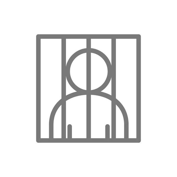 Ein einfacher Gefangener hinter Gittern. Symbol- und Zeichenvektorgrafik. isoliert auf weißem Hintergrund — Stockvektor