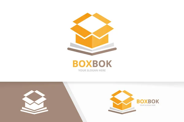 Vector book and box logo combination. Package and market symbol or icon. Unique bookstore, library and delivery logotype design template. — Stock Vector