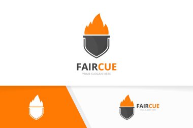 Vektör Barbekü ve kalkan logo bileşimi. Izgara ve güvenlik sembolü veya simge. Benzersiz Barbekü ve güvenlik görevlisi logo tasarım şablonu.