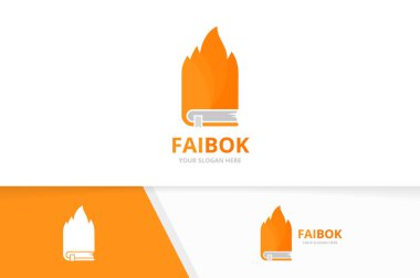 Yangın ve kitap logo kombinasyonu vektör. Alev ve Kütüphane simge veya simge. Benzersiz meşale ve Kitabevi logo tasarım şablonu.