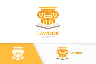 Vektör sütun ve açık kitap logo kombinasyonu. Pillar ve Kitabevi simge veya simge. Benzersiz geçmiş ve Kütüphane logo tasarım şablonu.