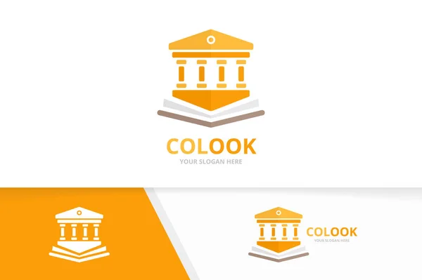 Vector bank and open book logo combination. Column and bookstore symbol or icon. Unique judge and library logotype design template. — Stock Vector