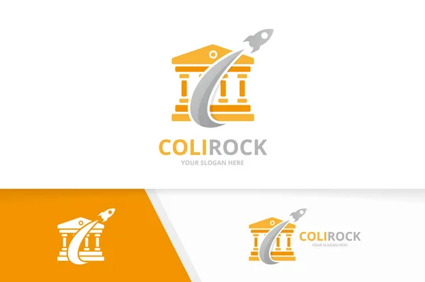 Vector bank en raket logo-combinatie. Kolom- en vliegtuig symbool of pictogram. Unieke rechter en vlucht logo ontwerpsjabloon. — Stockvector