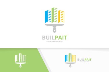 Vektör gökdelen ve fırça logo bileşimi. Evine ve paintbrush simge veya simge. Benzersiz Emlak ve yazdırma logo tasarım şablonu.