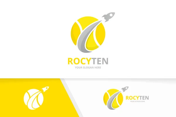 Vector tennis en raket logo-combinatie. Spel en vliegtuig symbool of pictogram. Unieke bal en vlucht logo ontwerpsjabloon. — Stockvector