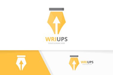 Vektör kalem ve logo birlikte yukarı ok. Yazma ve büyüme simge veya simge. Benzersiz hukuk ve upload logo tasarım şablonu.