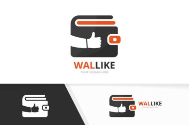 M-cüzdan vektör ve logo kombinasyonu gibi. Çanta ve en iyi simgesi veya simge. Benzersiz finans ve seçim logo tasarım şablonu.