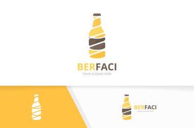 Vektör şişe logo bileşimi. Bira simge veya simge. Benzersiz alkol logo tasarım şablonu.